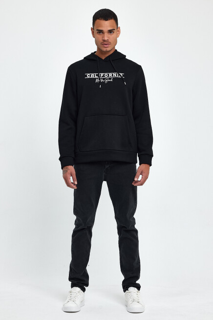 Süperlife Erkek Kapşonlu Rahat Kalıp İçi Polarlı 3 iplik Californıa Baskılı SweatShırt spr24sw11