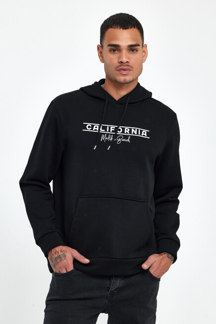 Süperlife Erkek Kapşonlu Rahat Kalıp İçi Polarlı 3 iplik Californıa Baskılı SweatShırt spr24sw11