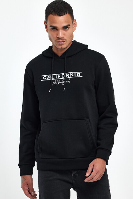 Süperlife Erkek Kapşonlu Rahat Kalıp İçi Polarlı 3 iplik Californıa Baskılı SweatShırt spr24sw11