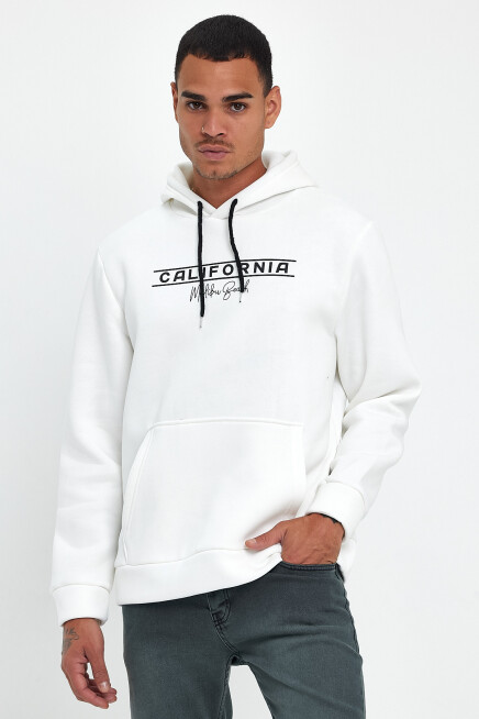 Süperlife Erkek Kapşonlu Rahat Kalıp İçi Polarlı 3 iplik Californıa Baskılı SweatShırt spr24sw11