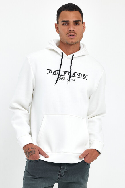 Süperlife Erkek Kapşonlu Rahat Kalıp İçi Polarlı 3 iplik Californıa Baskılı SweatShırt spr24sw11