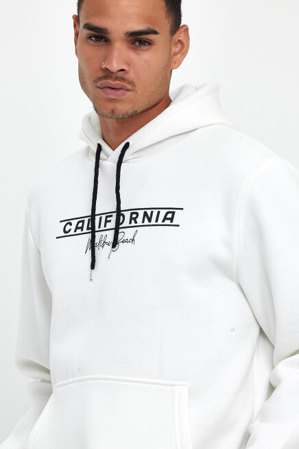 Süperlife Erkek Kapşonlu Rahat Kalıp İçi Polarlı 3 iplik Californıa Baskılı SweatShırt spr24sw11