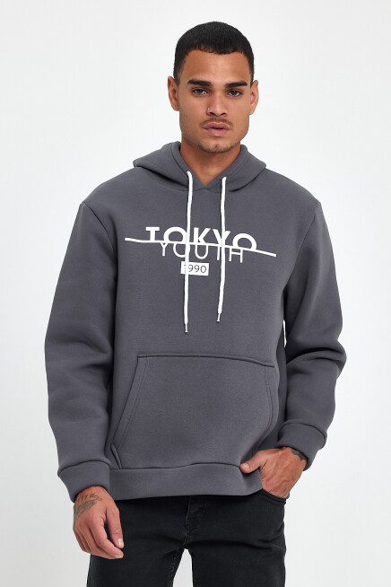  Kapşonlu Rahat Kalıp İçi Polarlı 3 iplik Tokyo Baskılı SweatShırt spr24sw12