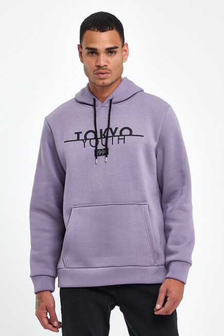  Kapşonlu Rahat Kalıp İçi Polarlı 3 iplik Tokyo Baskılı SweatShırt spr24sw12