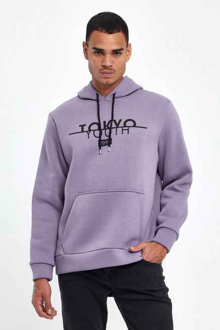  Kapşonlu Rahat Kalıp İçi Polarlı 3 iplik Tokyo Baskılı SweatShırt spr24sw12