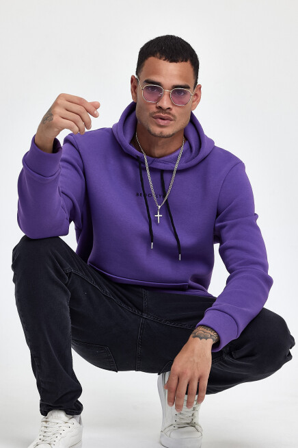 Erkek Kapş.Rahat Kalıp İçi Polarlı 3 iplik Orta Brooklyn Baskılı SweatShırt spr24sw13