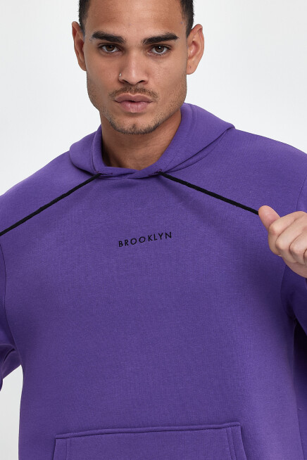 Erkek Kapş.Rahat Kalıp İçi Polarlı 3 iplik Orta Brooklyn Baskılı SweatShırt spr24sw13