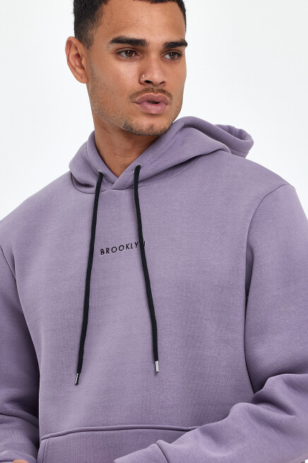 Erkek Kapş.Rahat Kalıp İçi Polarlı 3 iplik Orta Brooklyn Baskılı SweatShırt spr24sw13