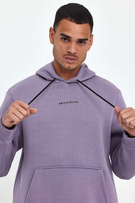 Erkek Kapş.Rahat Kalıp İçi Polarlı 3 iplik Orta Brooklyn Baskılı SweatShırt spr24sw13