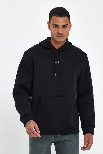 Erkek Kapş.Rahat Kalıp İçi Polarlı 3 iplik Orta Brooklyn Baskılı SweatShırt spr24sw13
