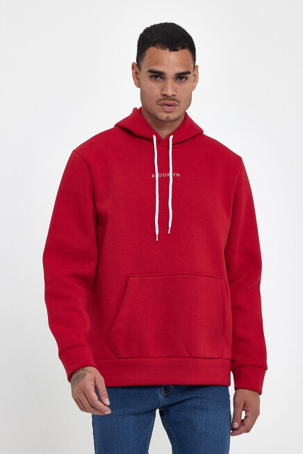 Erkek Kapş.Rahat Kalıp İçi Polarlı 3 iplik Orta Brooklyn Baskılı SweatShırt spr24sw13