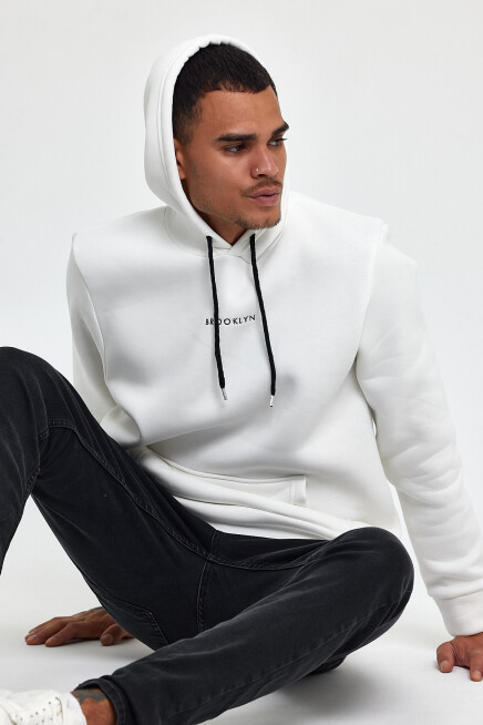 Erkek Kapş.Rahat Kalıp İçi Polarlı 3 iplik Orta Brooklyn Baskılı SweatShırt spr24sw13