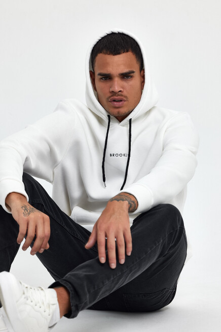 Erkek Kapş.Rahat Kalıp İçi Polarlı 3 iplik Orta Brooklyn Baskılı SweatShırt spr24sw13