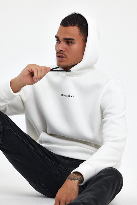 Erkek Kapş.Rahat Kalıp İçi Polarlı 3 iplik Orta Brooklyn Baskılı SweatShırt spr24sw13