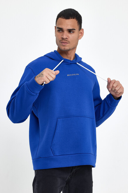 Erkek Kapş.Rahat Kalıp İçi Polarlı 3 iplik Orta Brooklyn Baskılı SweatShırt spr24sw13
