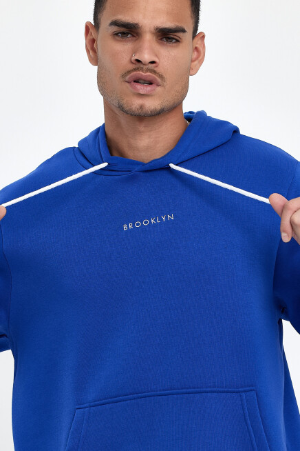 Erkek Kapş.Rahat Kalıp İçi Polarlı 3 iplik Orta Brooklyn Baskılı SweatShırt spr24sw13