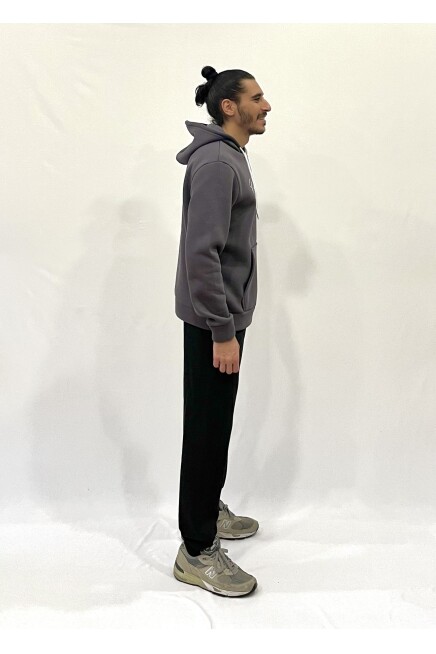 Erkek Kapşonlu Rahat Kalıp İçi Polarlı 3 iplik EL Yazılı Californıa Baskılı Swetashırt spr24sw03