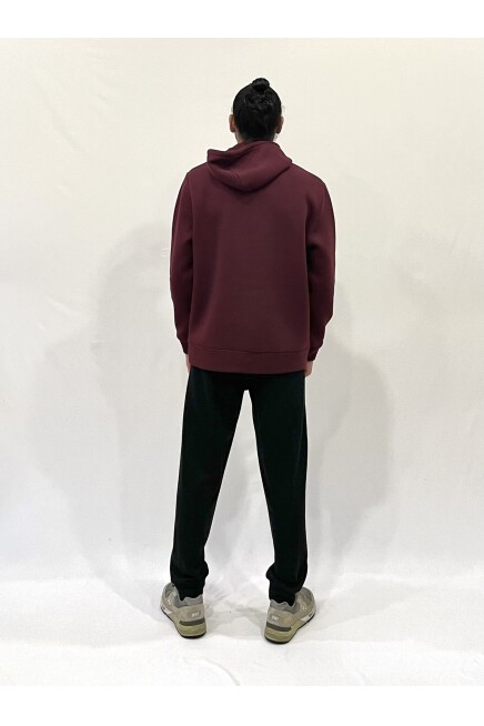 Erkek Kapşonlu Rahat Kalıp İçi Polarlı 3 iplik EL Yazılı Californıa Baskılı Swetashırt spr24sw03