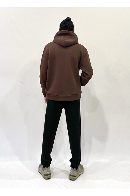 Erkek Kapşonlu Rahat Kalıp İçi Polarlı 3 iplik EL Yazılı Californıa Baskılı Swetashırt spr24sw03