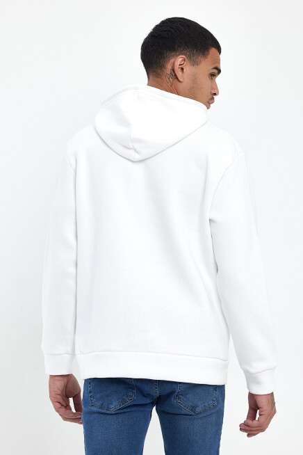 Süperlife Erkek Kapşonlu Rahat Kalıp İçi Polarlı 3 iplik  Los Angeles Baskılı SweatShırt spr24sw10