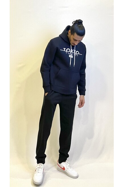  Kapşonlu Rahat Kalıp İçi Polarlı 3 iplik Tokyo Baskılı SweatShırt spr24sw12