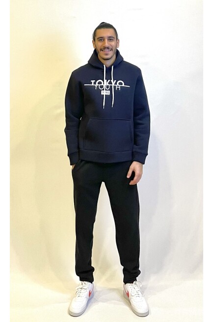  Kapşonlu Rahat Kalıp İçi Polarlı 3 iplik Tokyo Baskılı SweatShırt spr24sw12