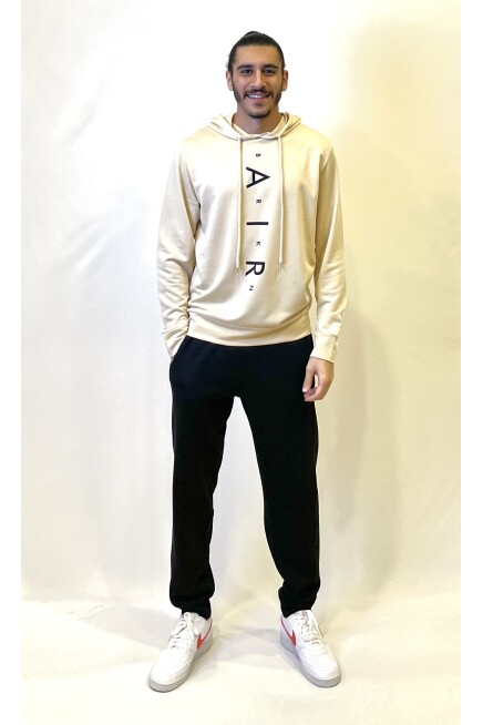 Süperlife Erkek Kapşonlu Regular Fit Air Baskılı İnce Sweatshirt SPR22SW162