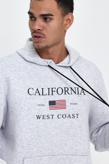 Süperlife Erkek Rahat Kalıp İçi Polarlı 3 iplik Amerikan Baskılı Swetashırt Spr24sw01