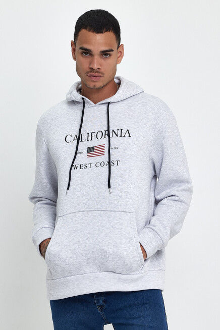 Süperlife Erkek Rahat Kalıp İçi Polarlı 3 iplik Amerikan Baskılı Swetashırt Spr24sw01