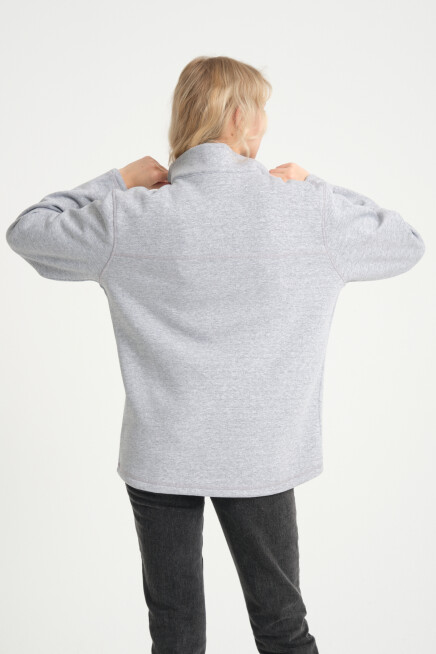  Kadın  Rahat Kalıp İçi Polarlı 3 iplik Yarım Fermuarlı  SweatShırt spr24swK21