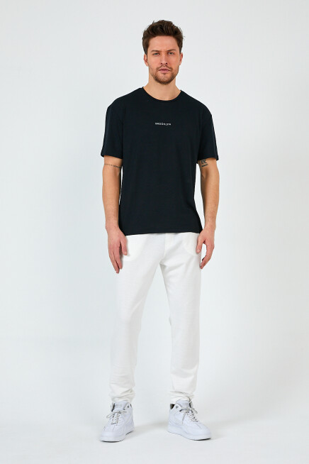 Erkek Regular/Normal Kesim Lastik Belli Brooklyn Şehir İnce Baskılı Eşofman Altı 24EA203