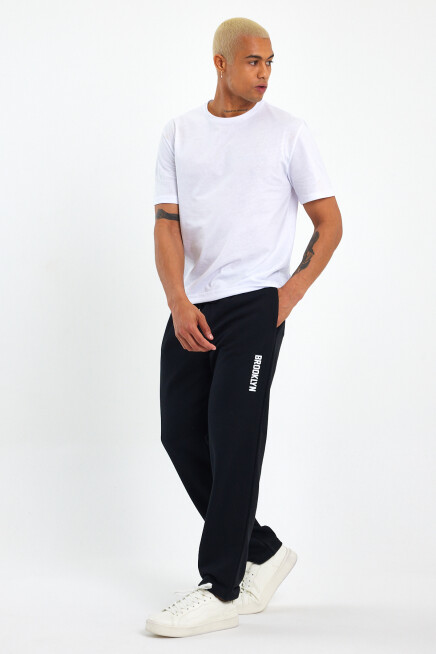 Erkek Regular/Normal Kesim Lastik Belli  Brooklyn Şehir Baskılı İnce Eşofman Altı 24EA205