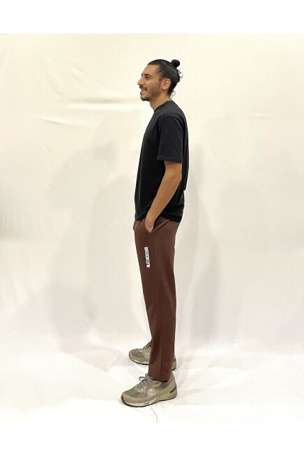 Erkek Regular/Normal Kesim Lastik Belli  Brooklyn Şehir Baskılı İnce Eşofman Altı 24EA205