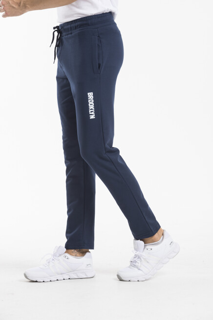 Erkek Regular/Normal Kesim Lastik Belli  Brooklyn Şehir Baskılı İnce Eşofman Altı 24EA205