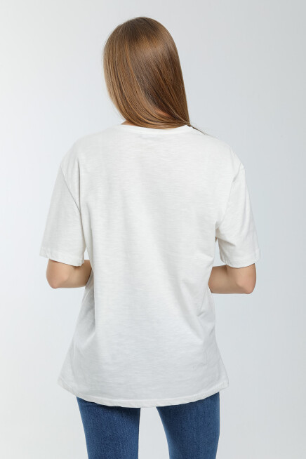 Süperlife Kadın Bisiklet Yaka Standart &Regular Fit  Brookyln Baskılı Tişort SPR21YK27