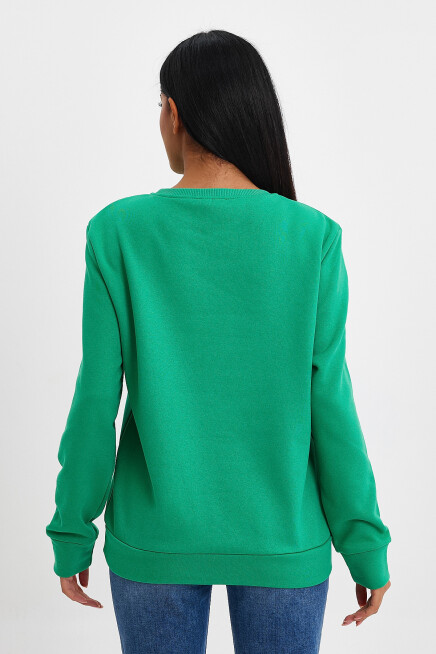 Kadın Bisiklet Yaka Rahat Kalıp 3 iplik İçi Polarlı Kalın Sweatshirt SPR24SWK36