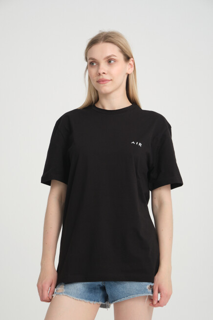 Süperlife Kadın Bisiklet Yaka Regular Fit Baskılı Tişort SPR21YK23