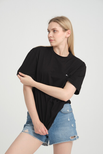 Süperlife Kadın Bisiklet Yaka Regular Fit Baskılı Tişort SPR21YK23