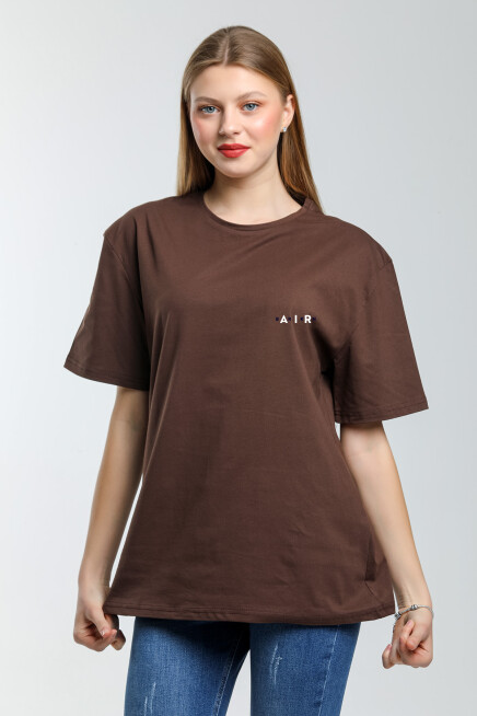 Süperlife Kadın Bisiklet Yaka Regular Fit Baskılı Tişort SPR21YK23