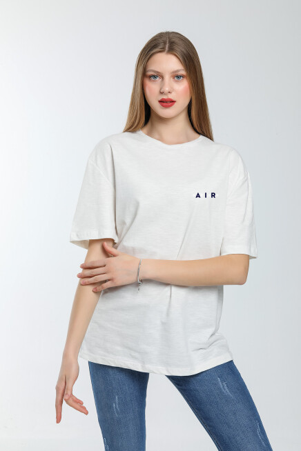 Süperlife Kadın Bisiklet Yaka Regular Fit Baskılı Tişort SPR21YK23