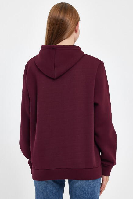 Kadın Kapşonlu Rahat Kalıp İçi Polarlı 3 iplik  W. Brooklyn Baskılı Swetashırt spr24swk04 