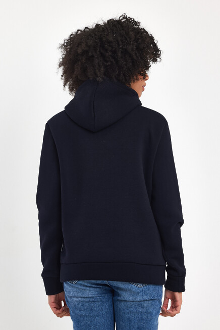 Kadın Kapşonlu Rahat Kalıp İçi Polarlı 3 iplik Californıa West  Baskılı Swetashırt SPR24SWK08