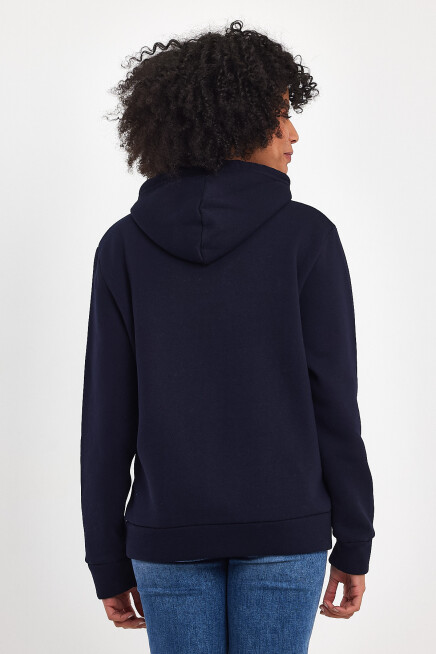 Kadın Kapşonlu Rahat Kalıp İçi Polarlı 3 iplik  W. Brooklyn Baskılı Swetashırt spr24swk04 