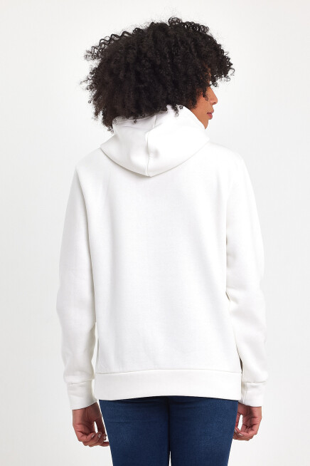 Kadın Kapşonlu Rahat Kalıp İçi Polarlı 3 iplik  W. Brooklyn Baskılı Swetashırt spr24swk04 