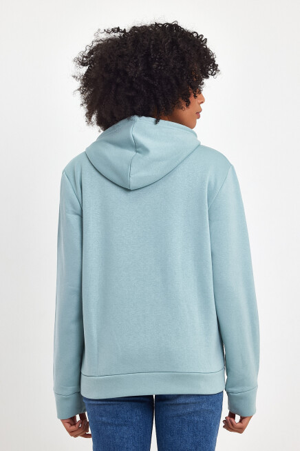 Süperlife Kadın Kapşonlu Regular Fit Baskılı İnce Sweatshirt SPR21K61