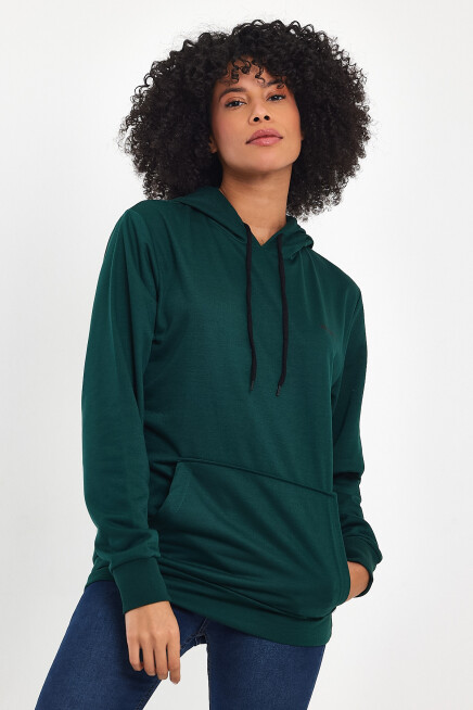 Süperlife Kadın Kapşonlu Regular Fit Baskılı İnce Sweatshirt SPR21K61
