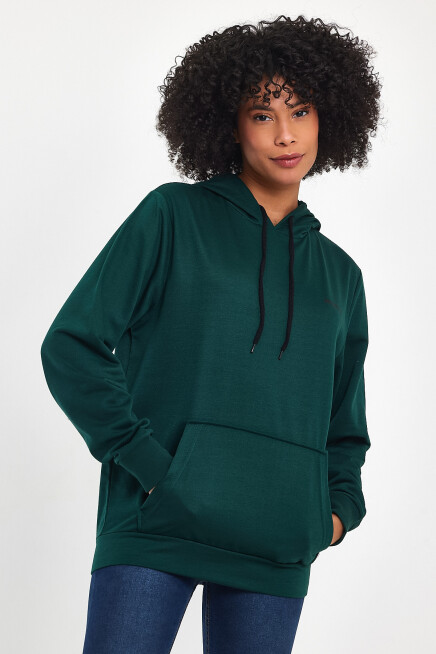 Süperlife Kadın Kapşonlu Regular Fit Baskılı İnce Sweatshirt SPR21K61