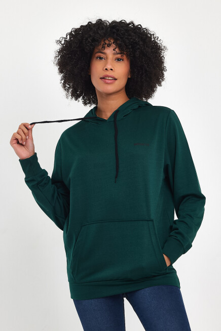 Süperlife Kadın Kapşonlu Regular Fit Baskılı İnce Sweatshirt SPR21K61