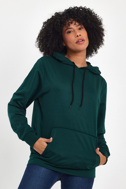 Süperlife Kadın Kapşonlu Regular Fit Baskılı İnce Sweatshirt SPR21K61
