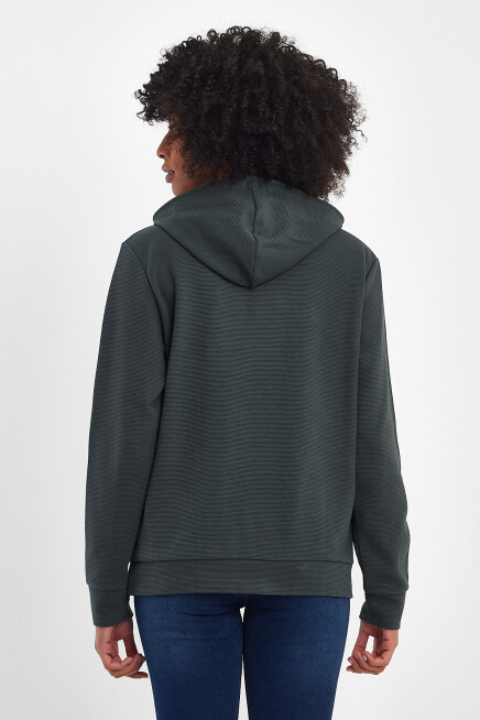 Süperlife Kadın Kapşonlu Regular Fit Baskılı İnce Sweatshirt SPR21K61